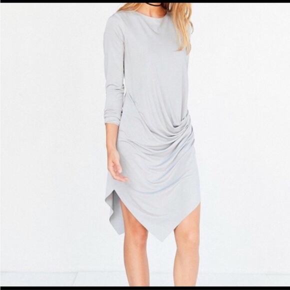 Urban Outfitters Silence + Noise Silver Xander Slinky Drapey Asymetric Dress XS - Picture 2 of 7